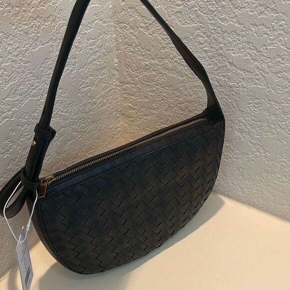 Walter Baker Blake Woven Leather Crescent Shoulder Bag Contemporary Trendy Chic - Picture 3 of 15